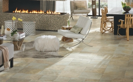 Tile flooring in living room